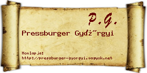 Pressburger Györgyi névjegykártya